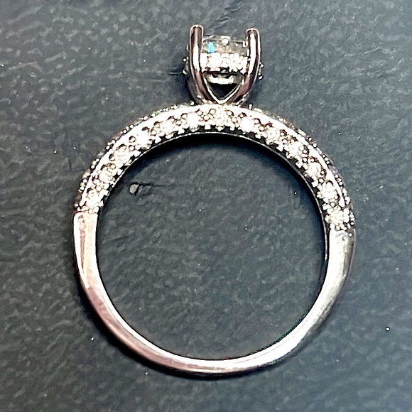 💲⬇️❤️Nwot  silver 925 lab created diamond solitaire ring+band with diamonds - Picture 7 of 7
